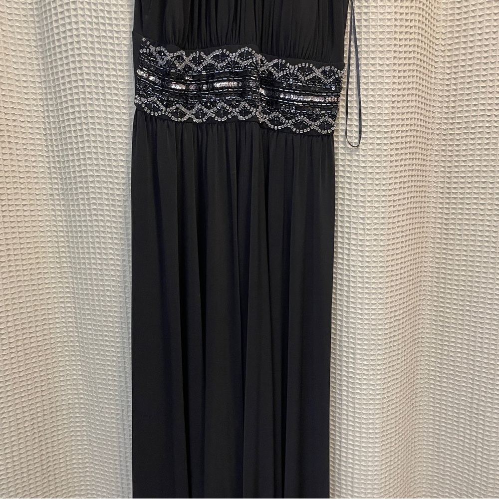 R&M Richards Black Special Occasion Beaded Waist Gown Sz 4 - Picture 3 of 9